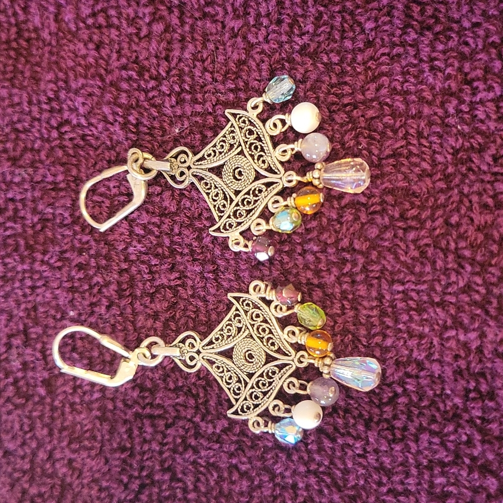 Chandelier earrings.